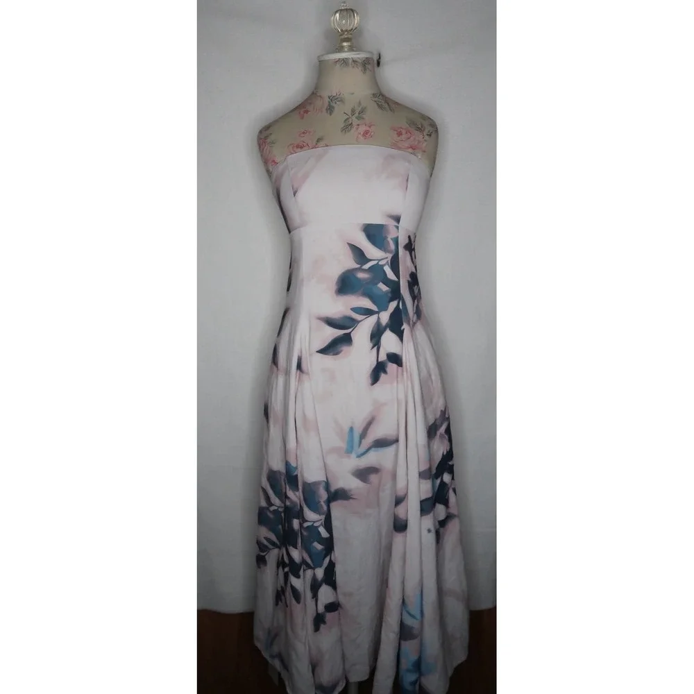 Abercrombie Godet Clasp‎ Back Midi Dress Floral Purple XS Petite Ethereal NWT